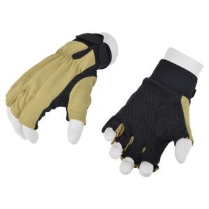 ROYAL GUANTI MEZZE DITA TAN/NERI TAGLIA XL